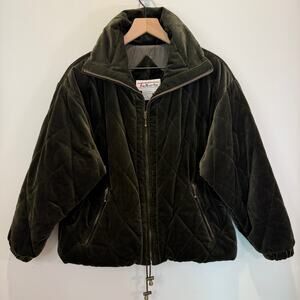 VTG Y2k Talbots Velour Jacket Women's XS Velvet Green Puffer Quilted Vintage